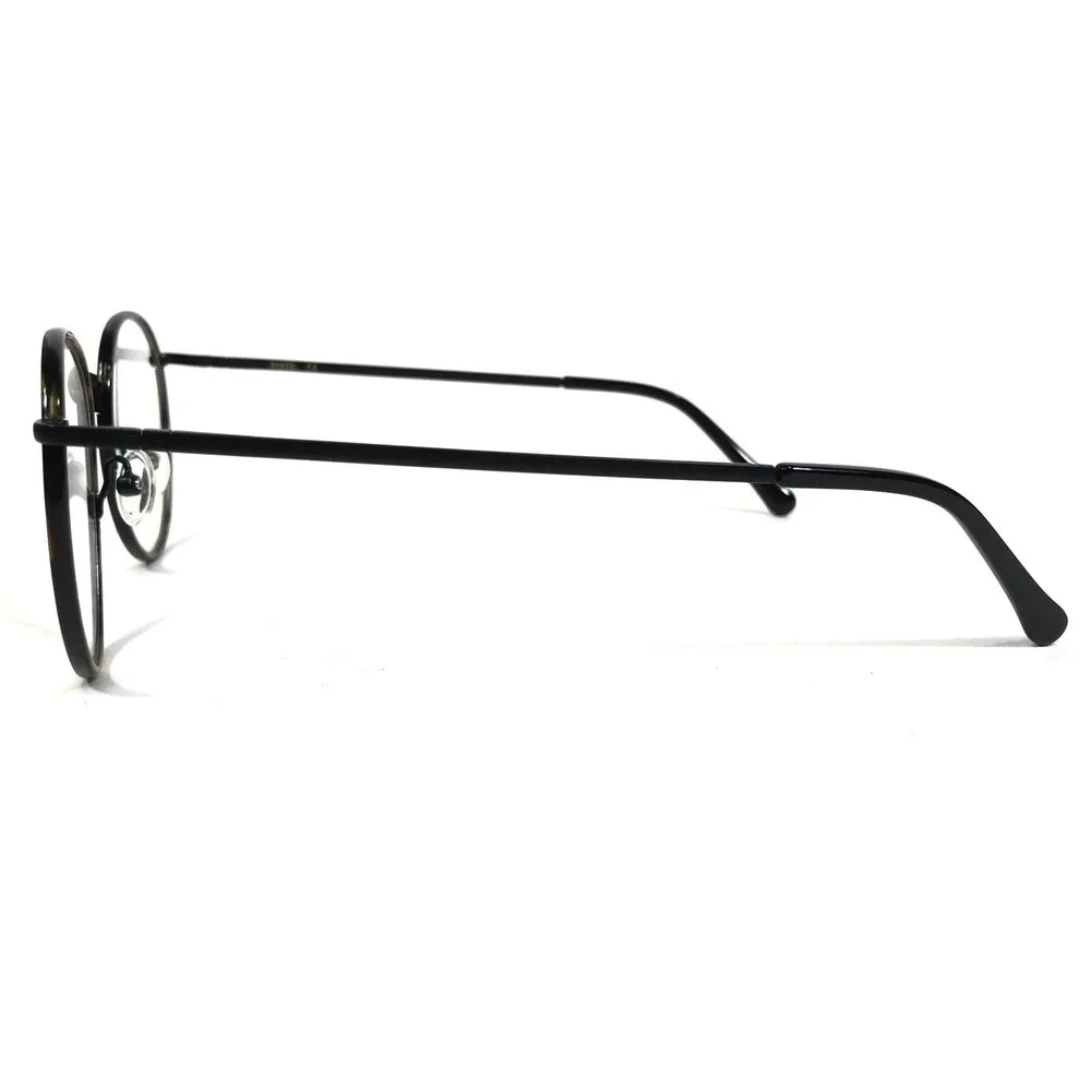 Iconik Eyeglasses Frames Siren C03 Black Brown Tortoise Round Wire Rim 50-20-145